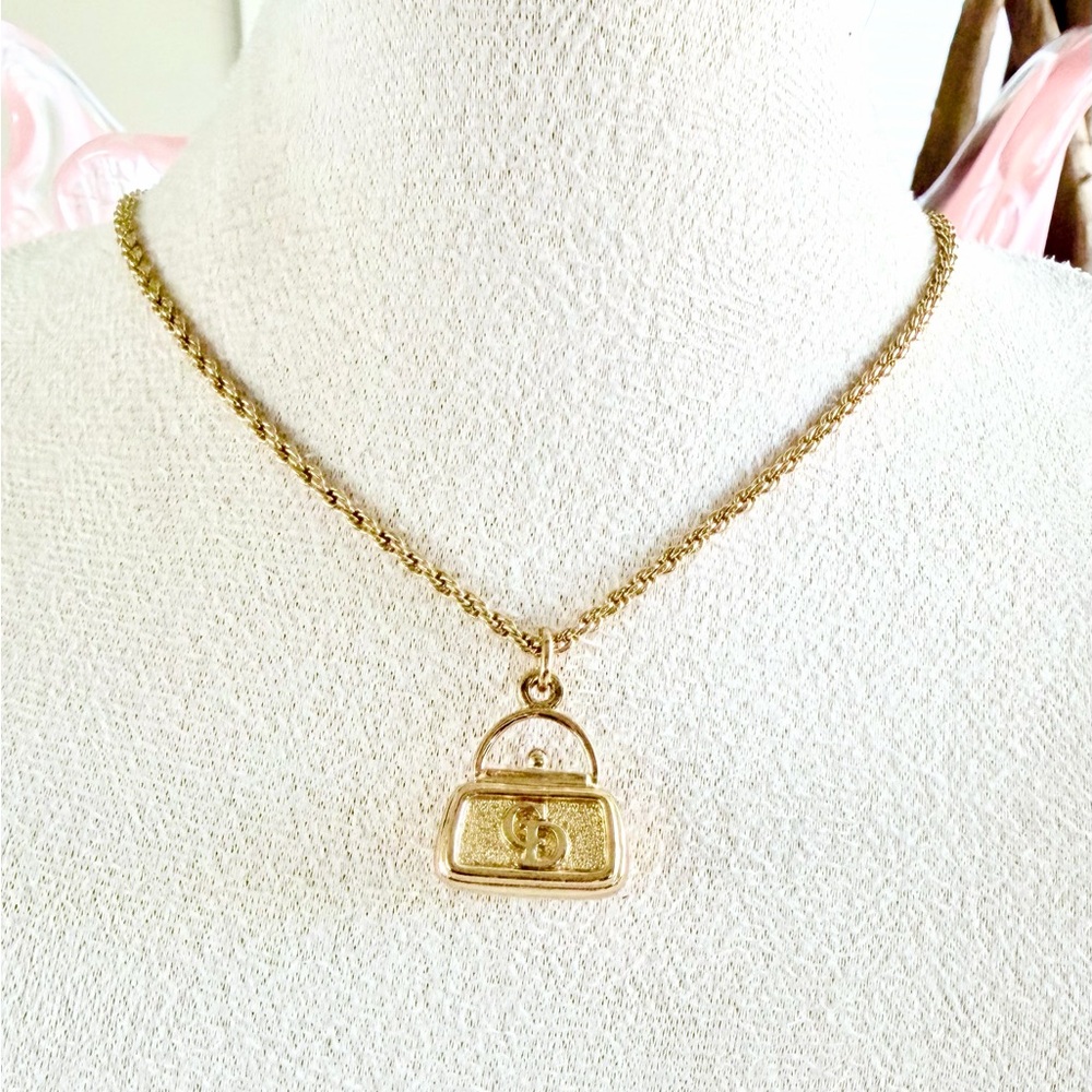 Rare Christian Dior Vintage Gold Purse Necklace